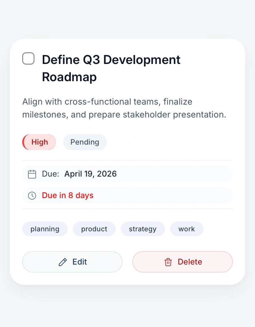 Task Management Card